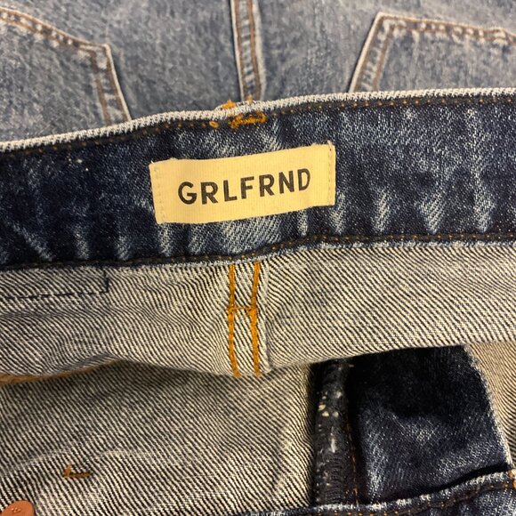 GRLFRND Mini Skirt Regular 26 Blue Denim Slits - Picture 9 of 9